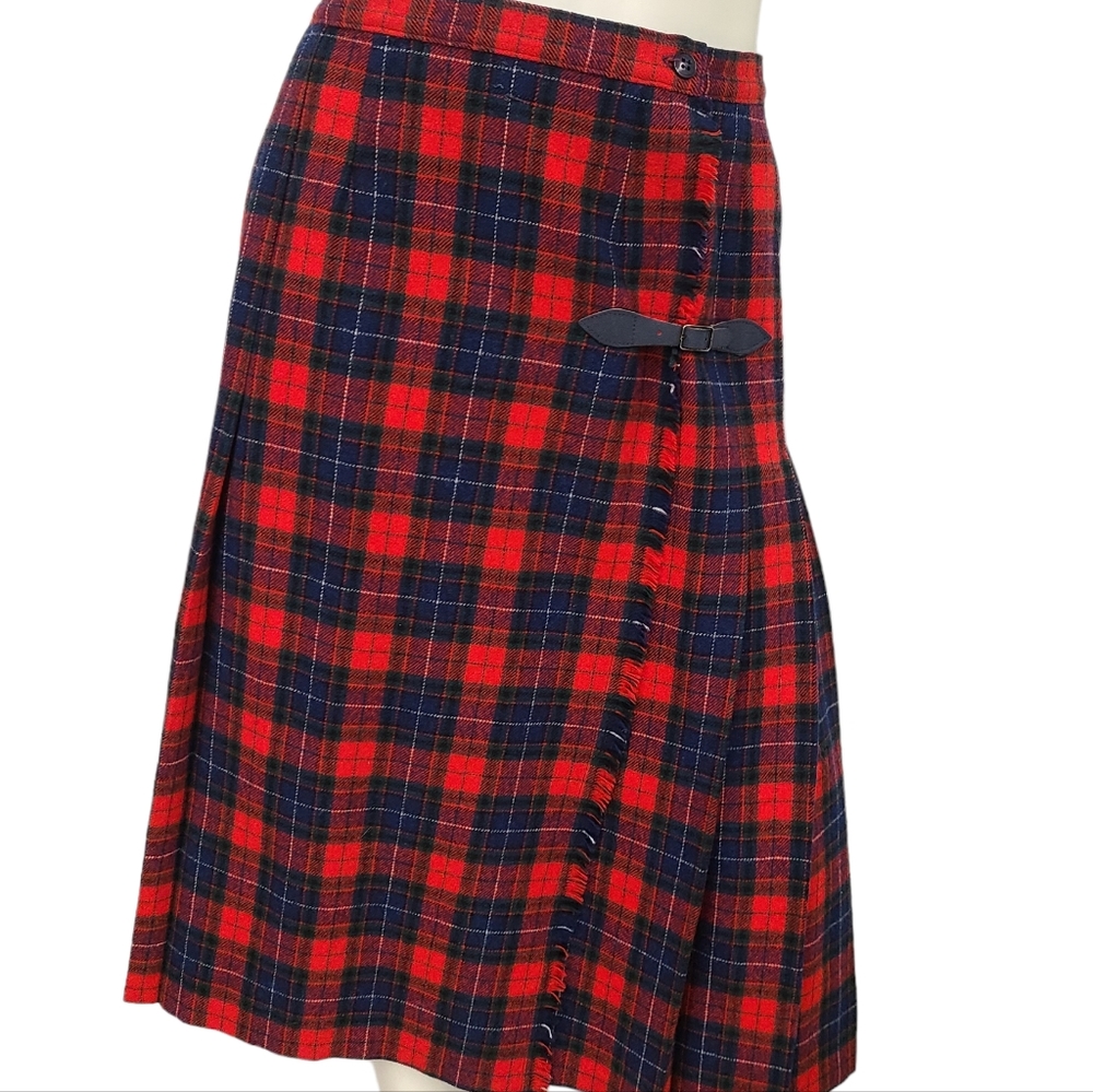 Vintage Pendleton Wool Manson Pleated Tartan Skirt size Small